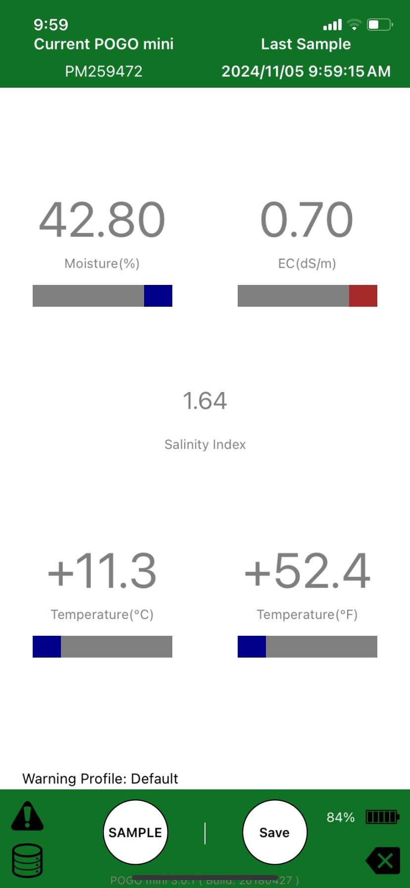 Soil temperature reading 